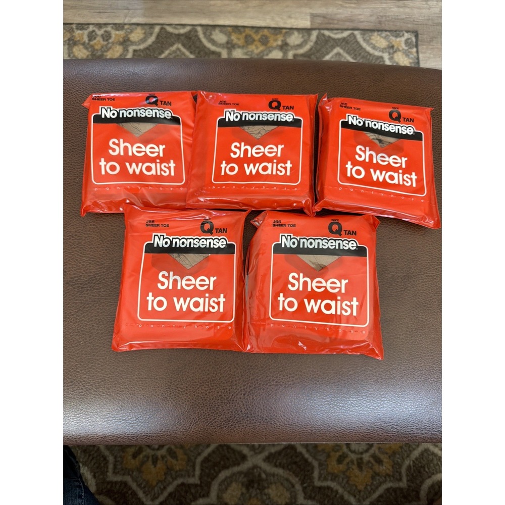 No Nonsense Sheer to Waist Pantyhose Queen Tan J66 Sheer Toe 5 pairs Sealed NOS